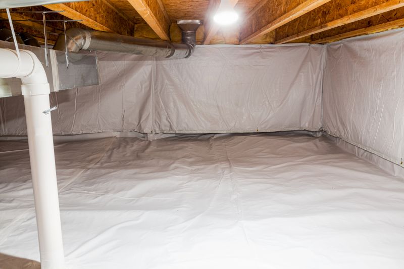 Crawlspace with Insulation and Vapor Barrier